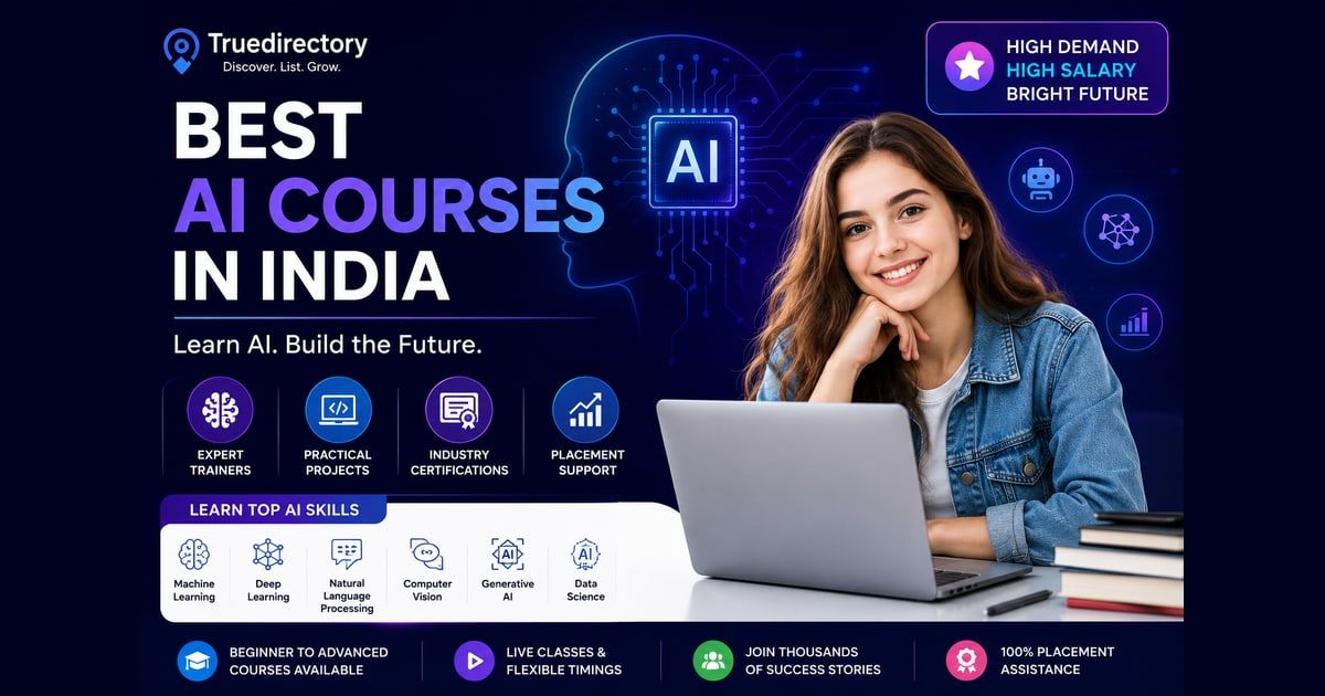 Best AI Courses in India 2026: An Honest Guide (Fees, Placement & What Actually Gets You Hired) — TrueDirectory guide card