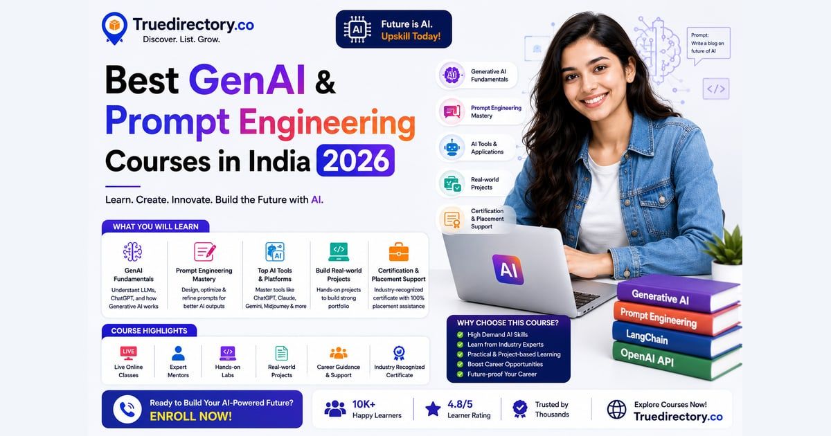 Best GenAI & Prompt Engineering Courses in India 2026: An Honest Comparison — TrueDirectory guide card