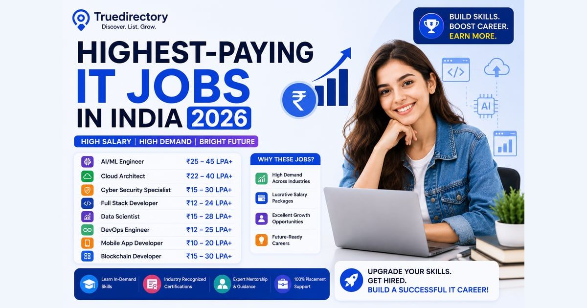 Highest-Paying IT Jobs in India 2026: Real Salary Bands & How to Get There — TrueDirectory guide card