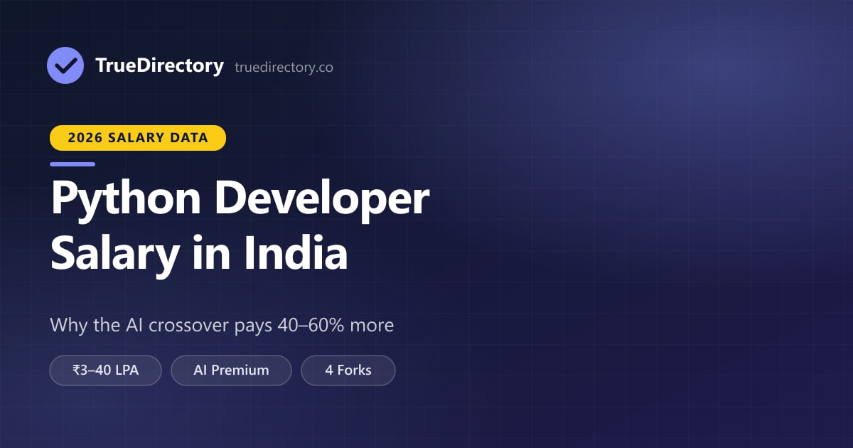 Python Developer Salary in India (2026): And Why the AI Crossover Pays 40–60% More — TrueDirectory guide card